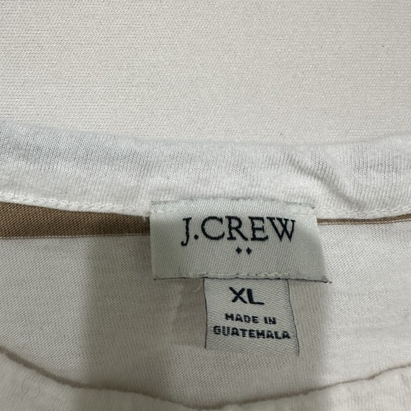 J.Crew Men's XL Striped Long Sleeve Pocket T Shirt White Black Tan Crewneck - Picture 3 of 13